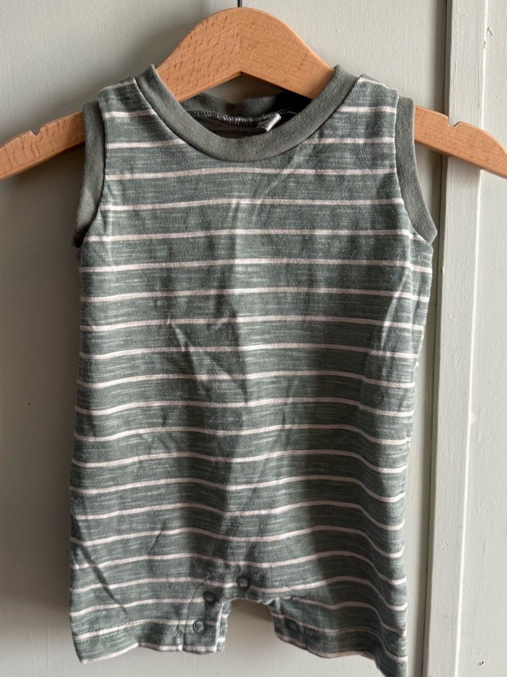 Green Striped Sleeveless Kids Tank Romper